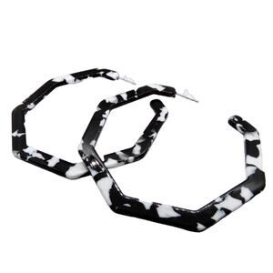 Hot Topic Speckled Hexagon Geometric Acrylic Chunky Hoop Earrings